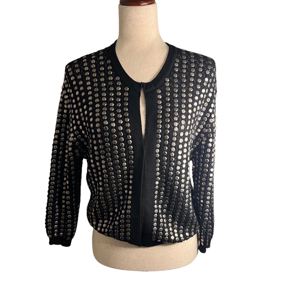 L'AGENCE Studded Black Cardigan Sweater Jacket $650‎ NWOT Size 2